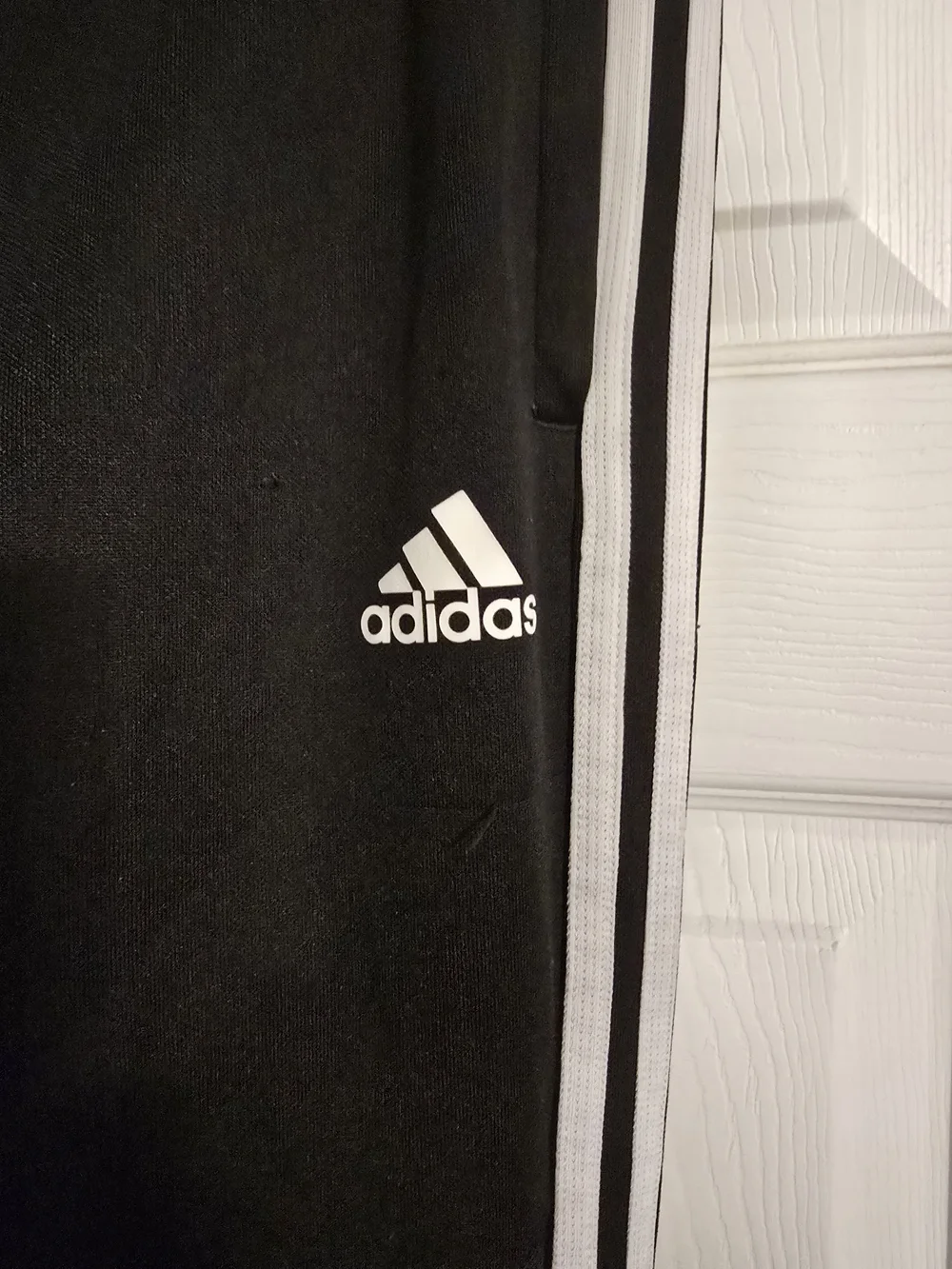 Adidas Mens Black Athletic Track Pants with White Side Stripes